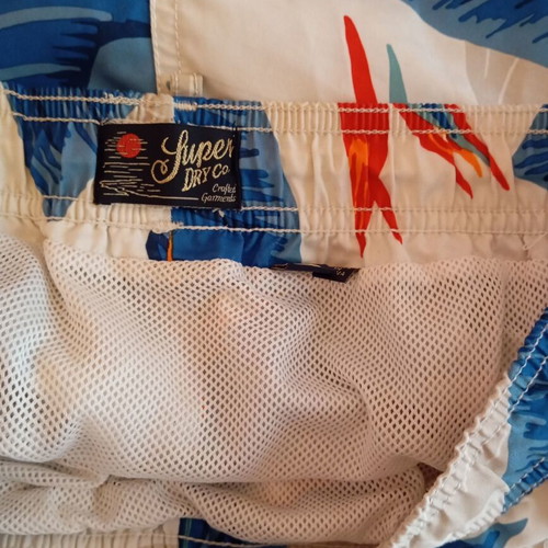 Superdry swim shorts like new, size Small, white multicolor