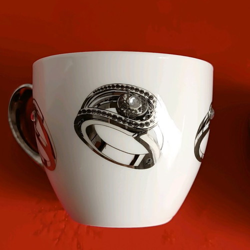 Vintage cups with solitaire and stones set of 2 new