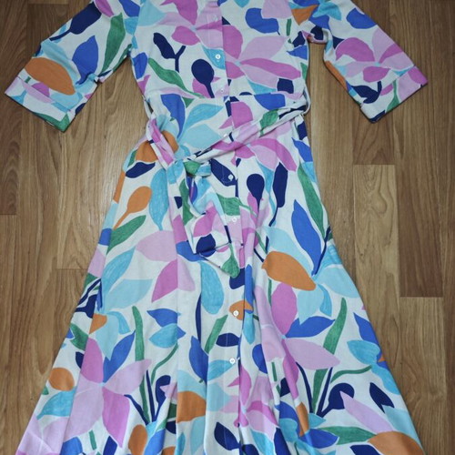 Women's Floral Linen-Effect Dress like new