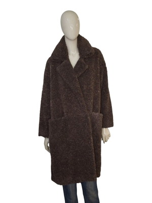 Milla Brown Teddy Coat Faux Fur Shearling Oversized Long Jacket like new