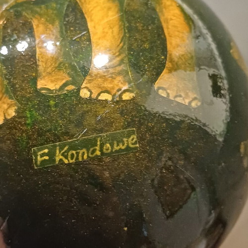 Hand-painted Ostrich Egg with Wooden Base, African Safari