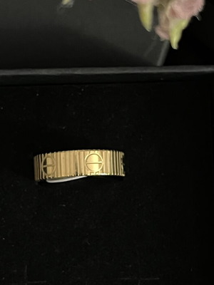 Ring new gold-tone stainless steel with geometric texture