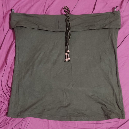 Strapples top khaki elastic Large Bershka like new