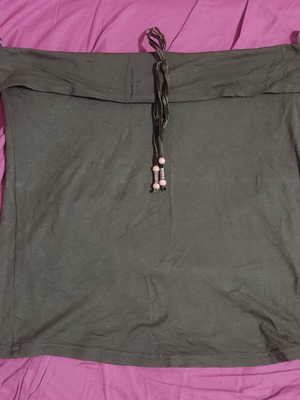 Strapples top khaki elastic Large Bershka like new