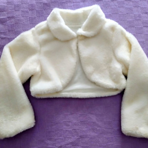 Fur bolero for flower girl, age 12, white
