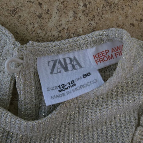 Zara baby blouse with golden thread, new, 12-18 months