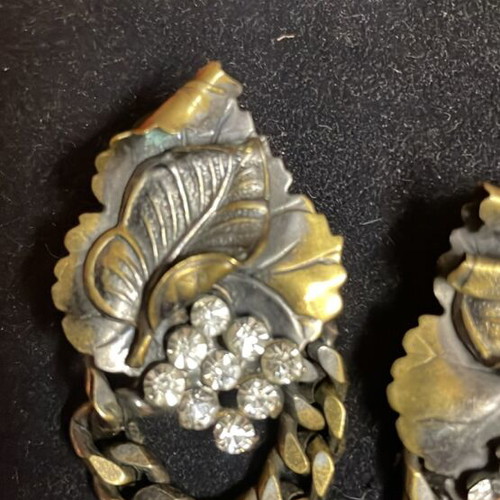Handmade bronze earrings new with brilliant stones, retro style