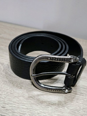 iDO leather belt with snake buckle like new, black 120 cm