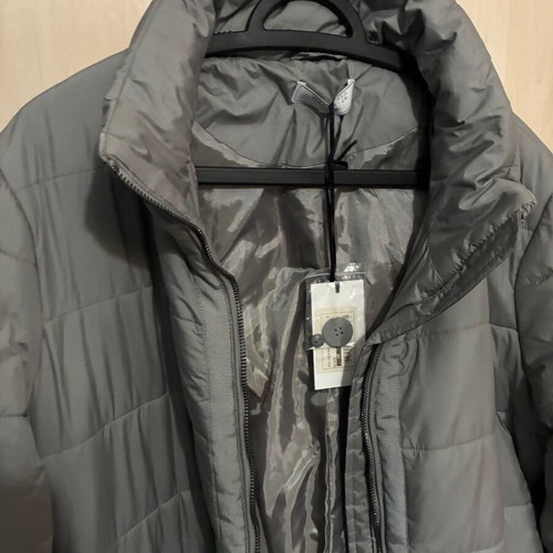 Magnetic Couture Long Jacket New With Detachable Hood And Belt Gray Silver