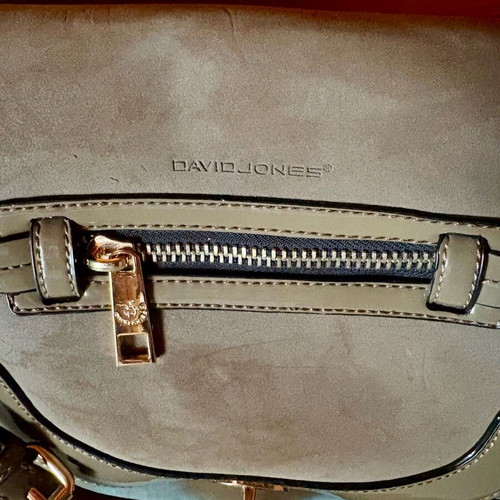 David Jones shoulder bag vintage used, beige and brown leatherette