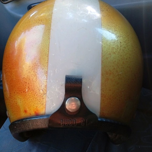 Buco GT Vintage Motorcycle Helmet used, Metal Flake Gold Orange