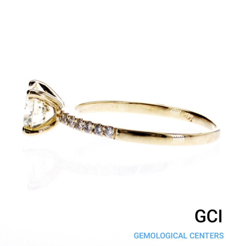Diamond ring with light yellow 1.15 ct natural diamond, new