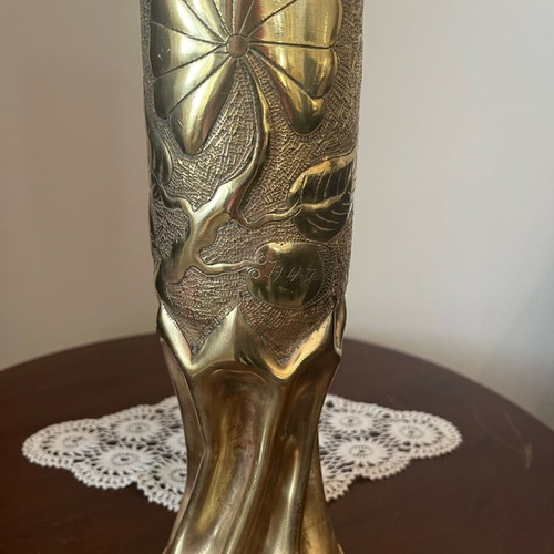 Artillery shell used decorative vase brass from World War II