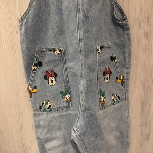 Zara Disney denim overalls with Minnie and Mickey designs, like new, size 110cm