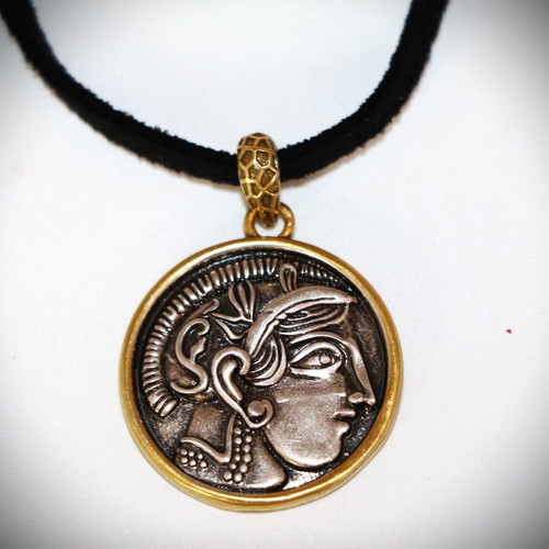Ancient Tetradrachm Athena Head Silver Pendant new