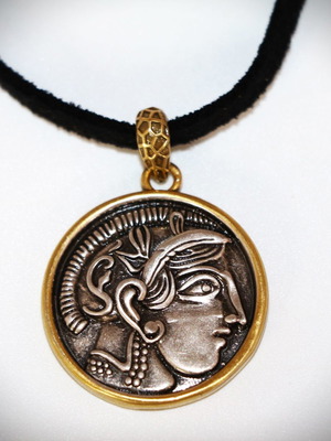 Ancient Tetradrachm Athena Head Silver Pendant new