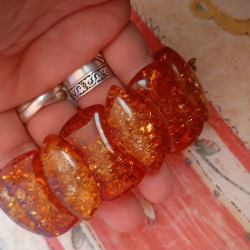 Vintage statement bracelet made of synthetic resin, used