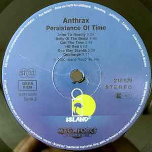 Anthrax Persistence of Time vinyl record used, metal