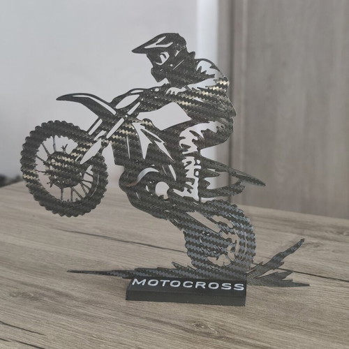Motocross 3D printed table decoration with carbon fiber texture