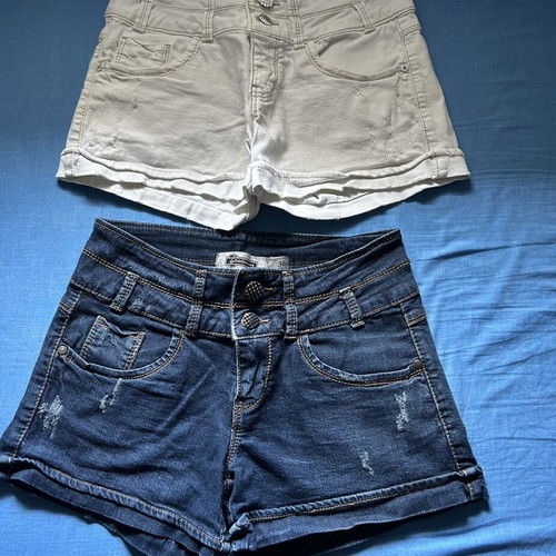 Stradivarius women's shorts like new, size S, white and blue