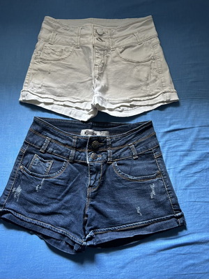 Stradivarius women's shorts like new, size S, white and blue