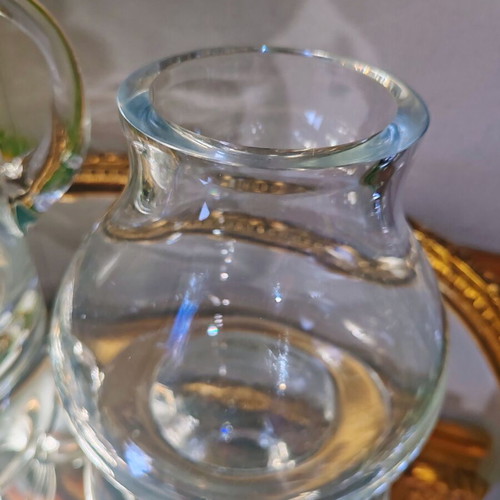 Vintage solid glass set – large jug (1200 ml) and balloon vase (900 ml)