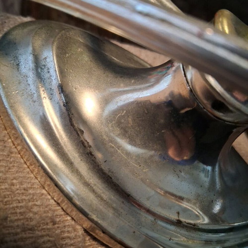 Silver-plated three-arm candlestick used