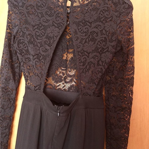One-piece shorts with sheer maxi lace and back opening