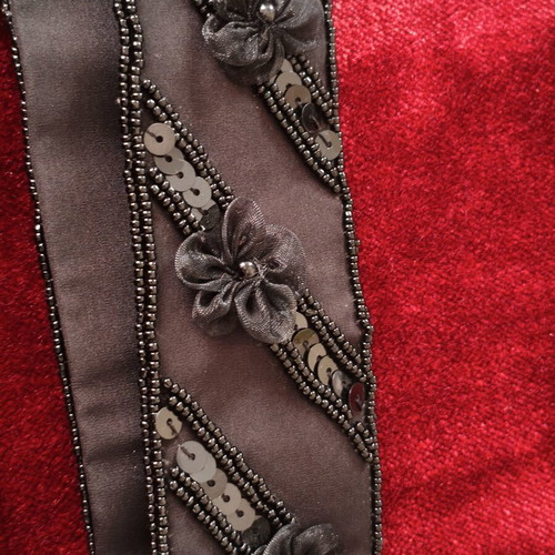 Skontras fabric belt like new with beads, sequins and flowers