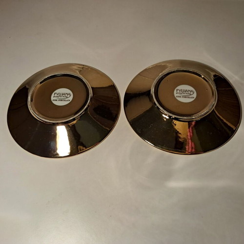Porcelain coffee cup saucers set of 2, diameter 13.5 cm, new
