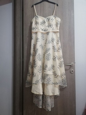 Formal dress with lining, adjustable straps, white and black