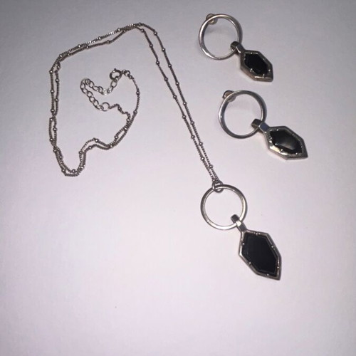 Aloha Gaia 925 Silver Jewelry Set with Black Onyx Style Used