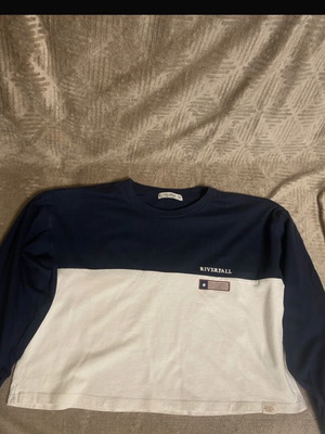 Pull&Bear blouse new, cropped fit, white and blue
