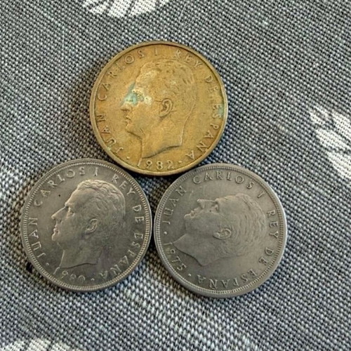 Set of 3 vintage Spanish coins Pesetas 1975-1982 Juan Carlos