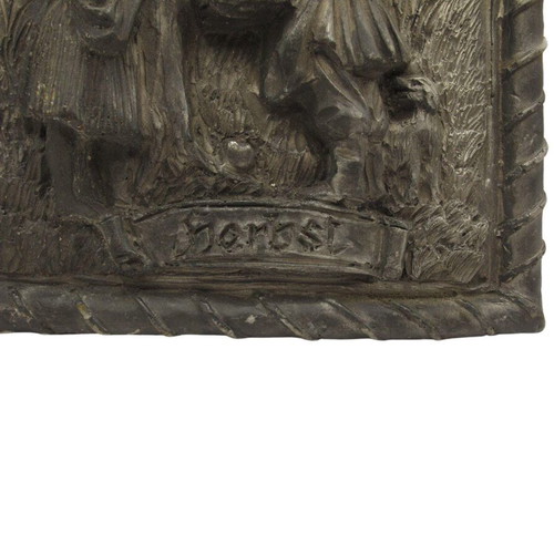 Decorative Tin Relief Painting from 1960s with Autumn Scene