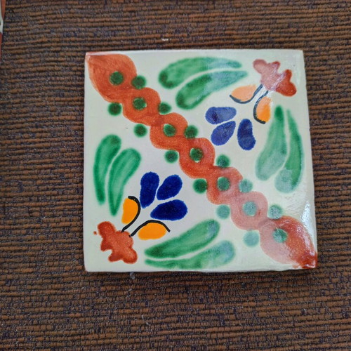 Mexico tiles used, set of 9 pieces 10.5x10.5 cm