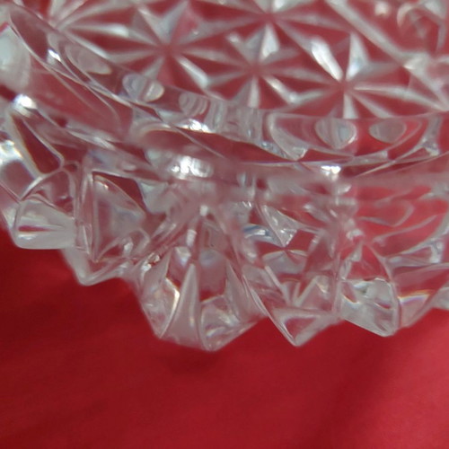 Crystal ashtray large used with embossed flower and leaf designs