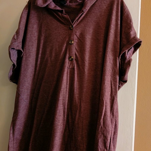 Short-sleeve shirt like new, brown and red, size L
