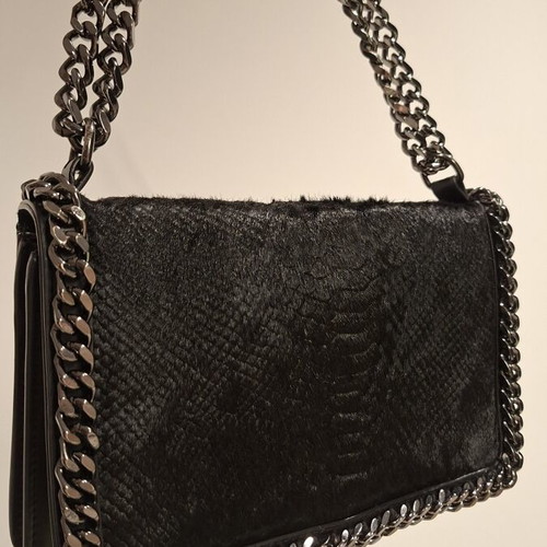 Zara Woman Shoulder Bag like new, black, silver chain, ponyskin type