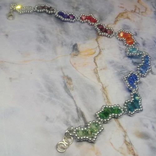 Bracelet with hearts new, handmade with Swarovski bicones