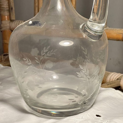 Crystal Tuscany carafe used with engraved embossed floral design