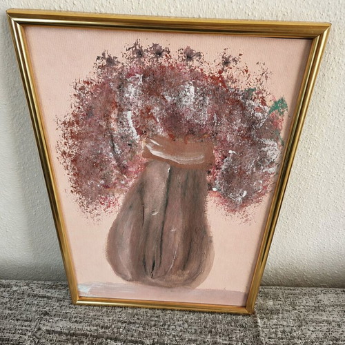 Boho Soft Floral Vase A4 Painting with Frame new