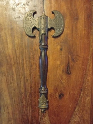 Antique decorative double axe used, hanging