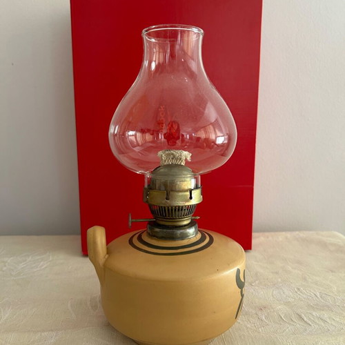 Vintage ceramic handmade oil lamp used