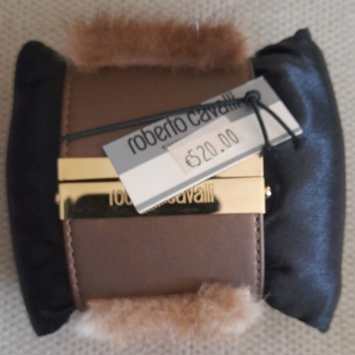 Roberto Cavalli women's wristwatch new with fur leather strap
