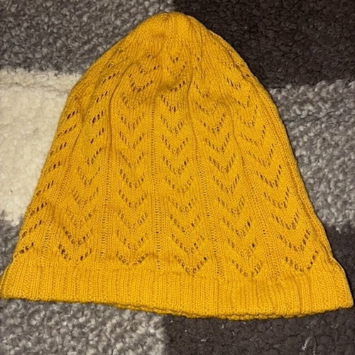Winter hats used, yellow and multicolor, set of 2
