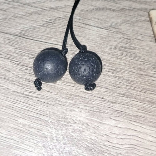Handmade wooden bookmark with skull design and lava stone beads