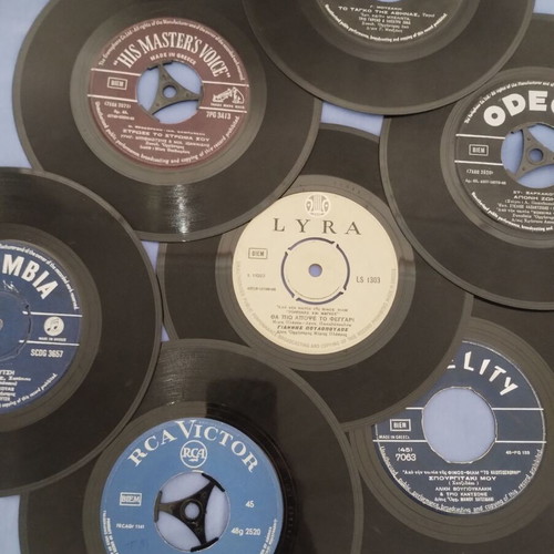 Vinyl 45 RPM records like new, set of 36 with Greek and foreign music