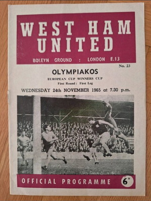 West Ham Olympiakos match programme like new