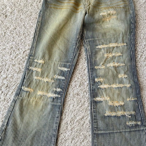 Distressed striped flare pants low-rise, new, size XS